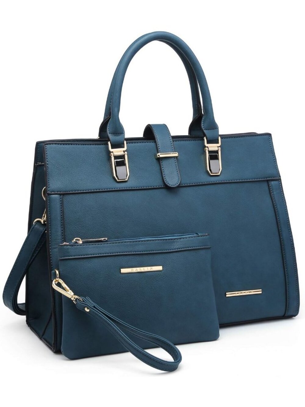 Stylish Women's Belted Satchel Tote Bag with Matching Wristlet for Work & Travel